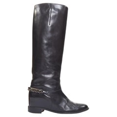 CHRISTIAN LOUBOUTIN Cate leather chain concealed wedge riding boots EU37.5