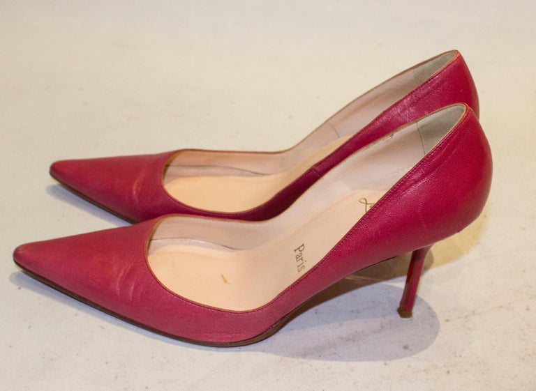 Christian Louboutin Cerise Leather Heels For Sale at 1stDibs | cerise heels