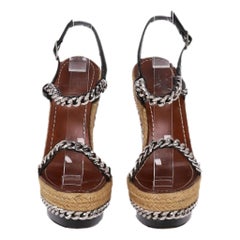 Christian Louboutin Chain Detail Raffia Wedge Sandals