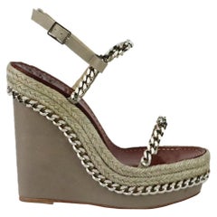 Christian Louboutin Chain Leather Wedge Espadrilles EU 38 UK 5 US 8