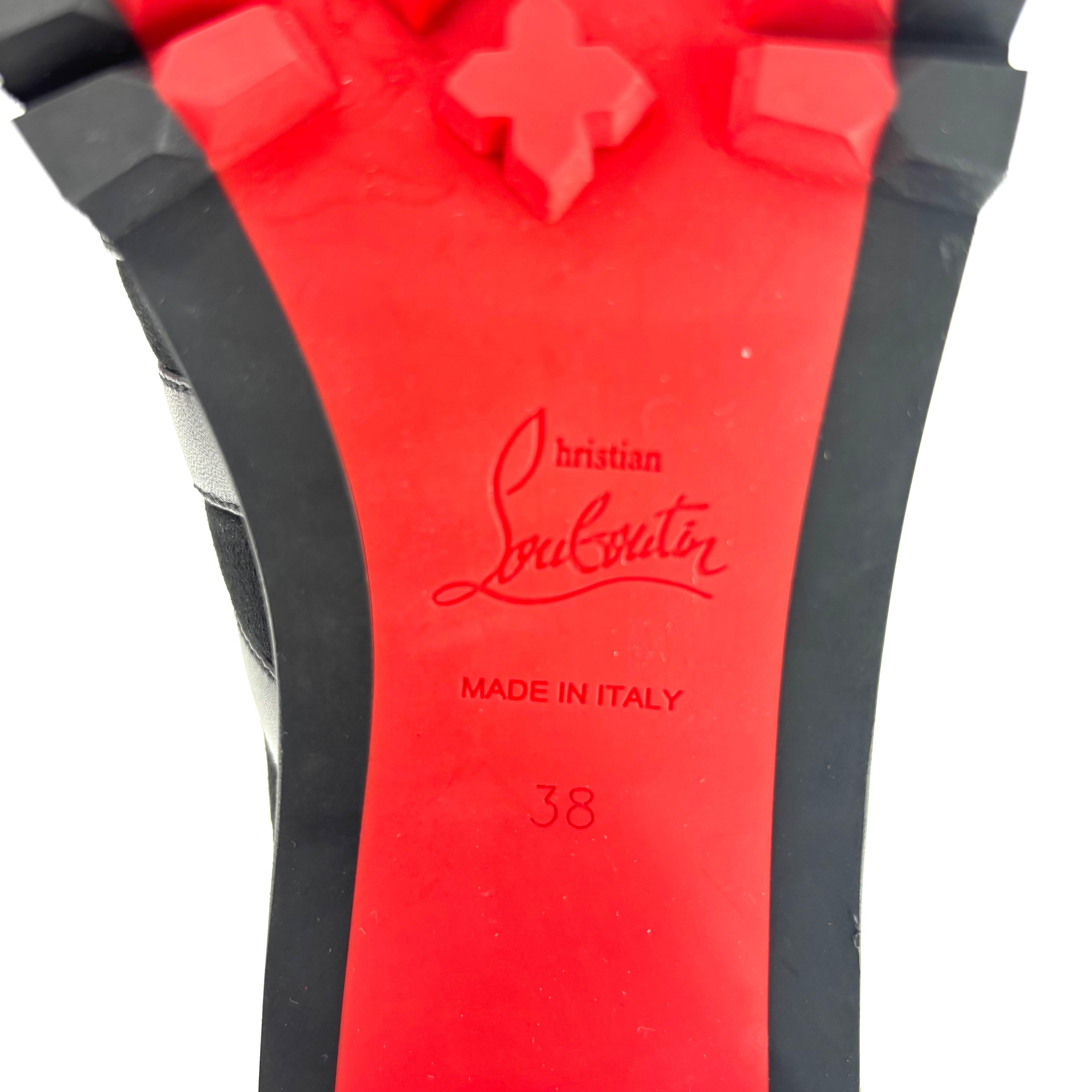 Christian Louboutin Chaletta 70 Nero Shearling Suola di zoccolo Stivaletti Donna 38 in vendita 5