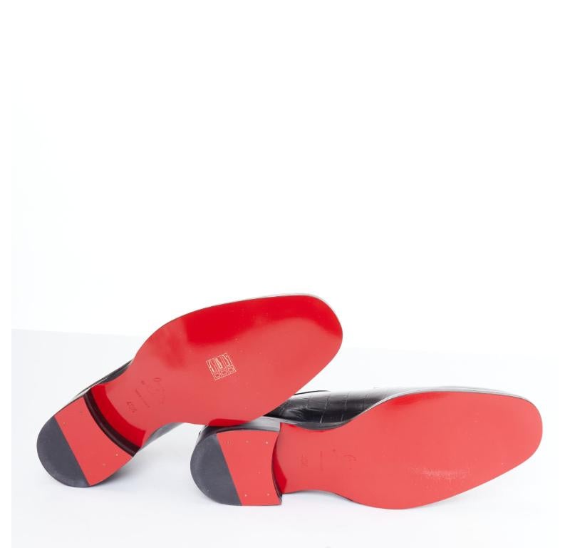 CHRISTIAN LOUBOUTIN Chambeliss argento traforato nero finto croc derby EU40.5 in vendita 6