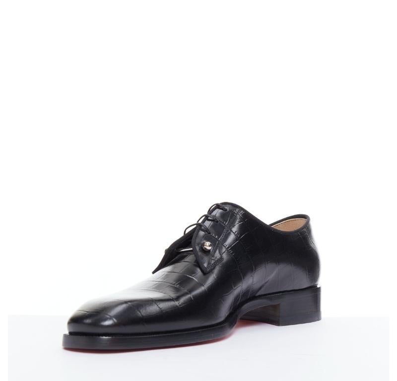 CHRISTIAN LOUBOUTIN Chambeliss argento traforato nero finto croc derby EU40.5 In condizioni ottime in vendita a Hong Kong, NT