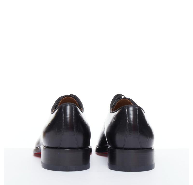 Uomo CHRISTIAN LOUBOUTIN Chambeliss argento traforato nero finto croc derby EU40.5 in vendita