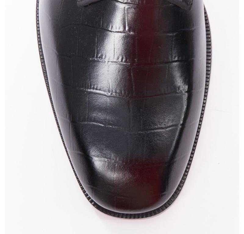 CHRISTIAN LOUBOUTIN Chambeliss argento traforato nero finto croc derby EU40.5 in vendita 1