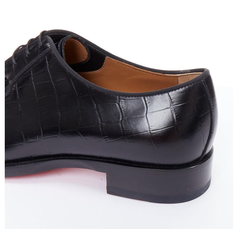 CHRISTIAN LOUBOUTIN Chambeliss argento traforato nero finto croc derby EU40.5 in vendita 3