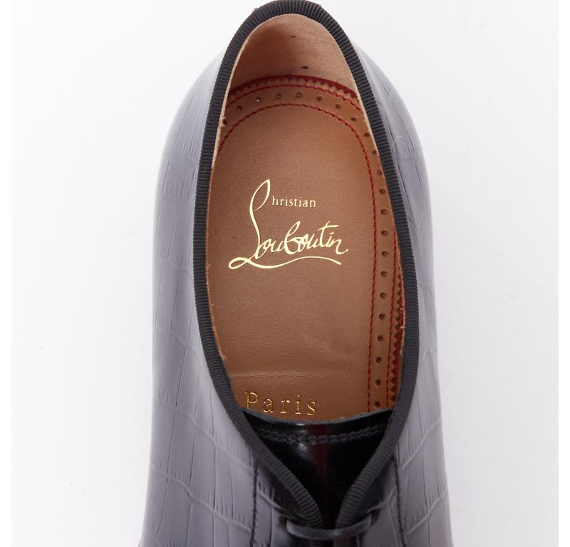 CHRISTIAN LOUBOUTIN Chambeliss argento traforato nero finto croc derby EU40.5 in vendita 4