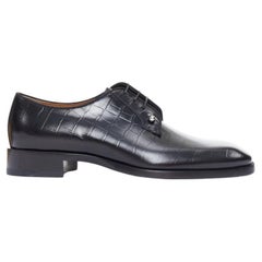 CHRISTIAN LOUBOUTIN Chambeliss silver pierced black mock croc derby EU40.5