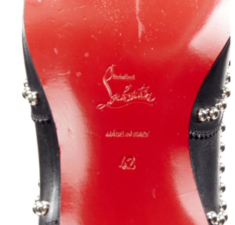 CHRISTIAN LOUBOUTIN Charlie Clou brogue oxford cloutée argentée noire EU42 en vente 5