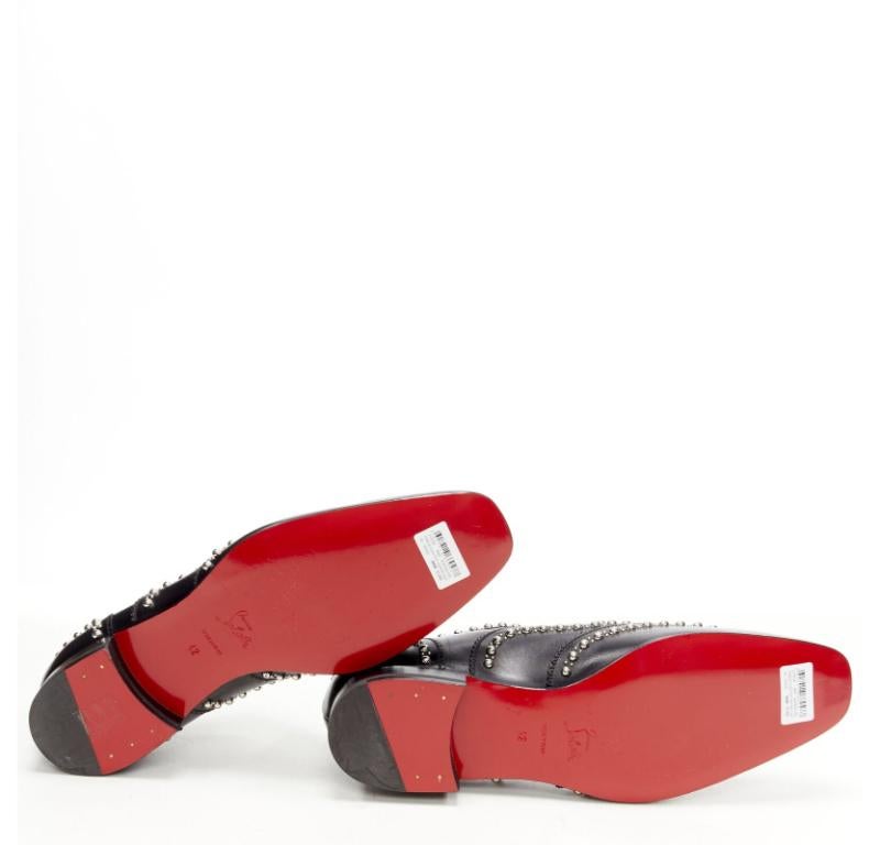 CHRISTIAN LOUBOUTIN Charlie Clou brogue oxford cloutée argentée noire EU42 en vente 6