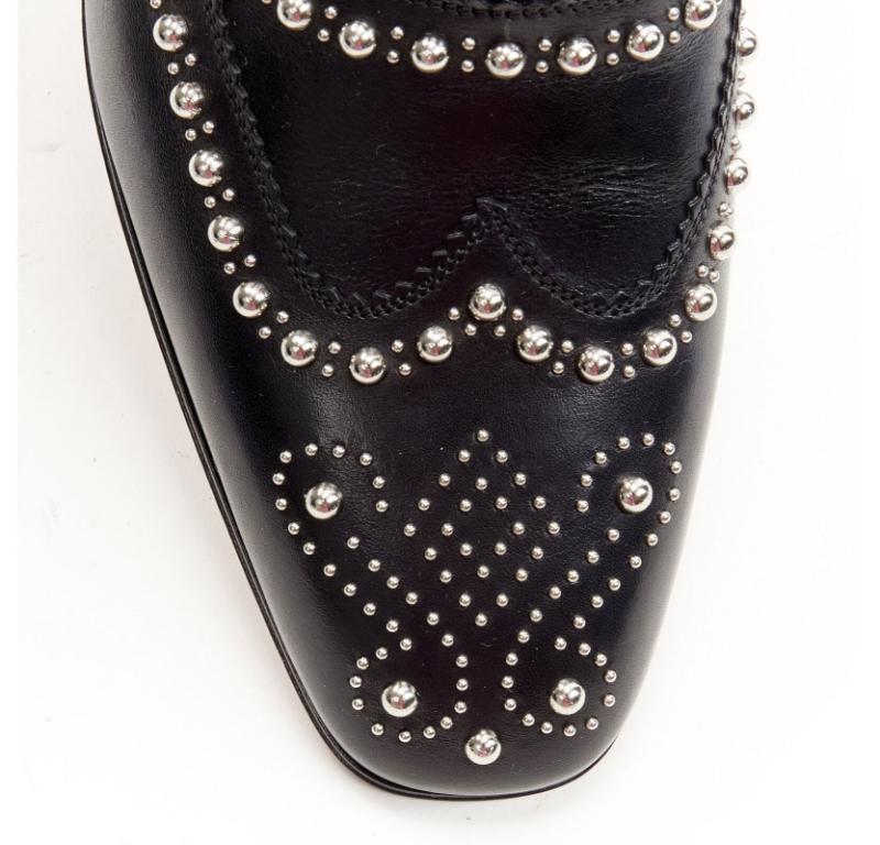 CHRISTIAN LOUBOUTIN Charlie Clou brogue oxford cloutée argentée noire EU42 en vente 1