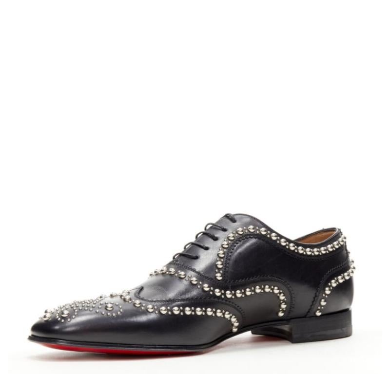 CHRISTIAN LOUBOUTIN Charlie Clou nero argento borchiato oxford brogue EU44 In condizioni ottime in vendita a Hong Kong, NT