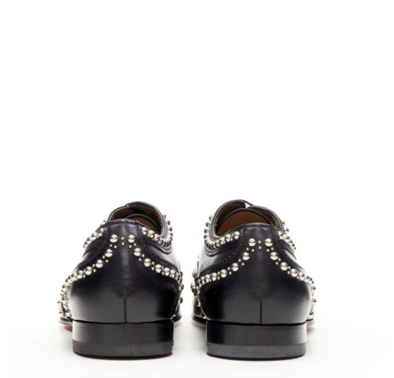 Uomo CHRISTIAN LOUBOUTIN Charlie Clou nero argento borchiato oxford brogue EU44 in vendita