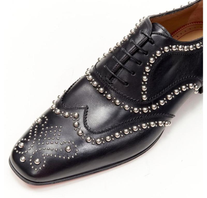 CHRISTIAN LOUBOUTIN Charlie Clou nero argento borchiato oxford brogue EU44 in vendita 2