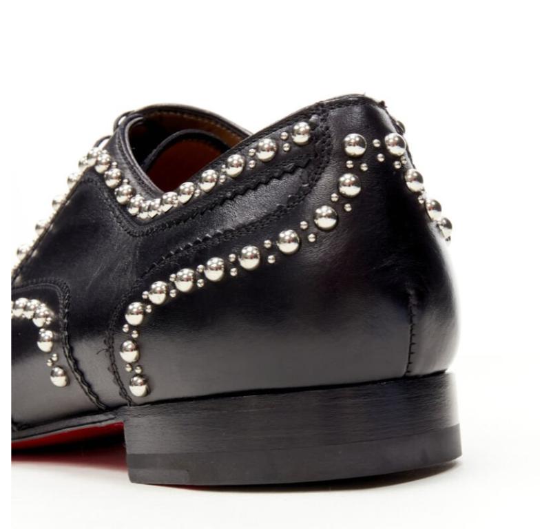 CHRISTIAN LOUBOUTIN Charlie Clou nero argento borchiato oxford brogue EU44 in vendita 3