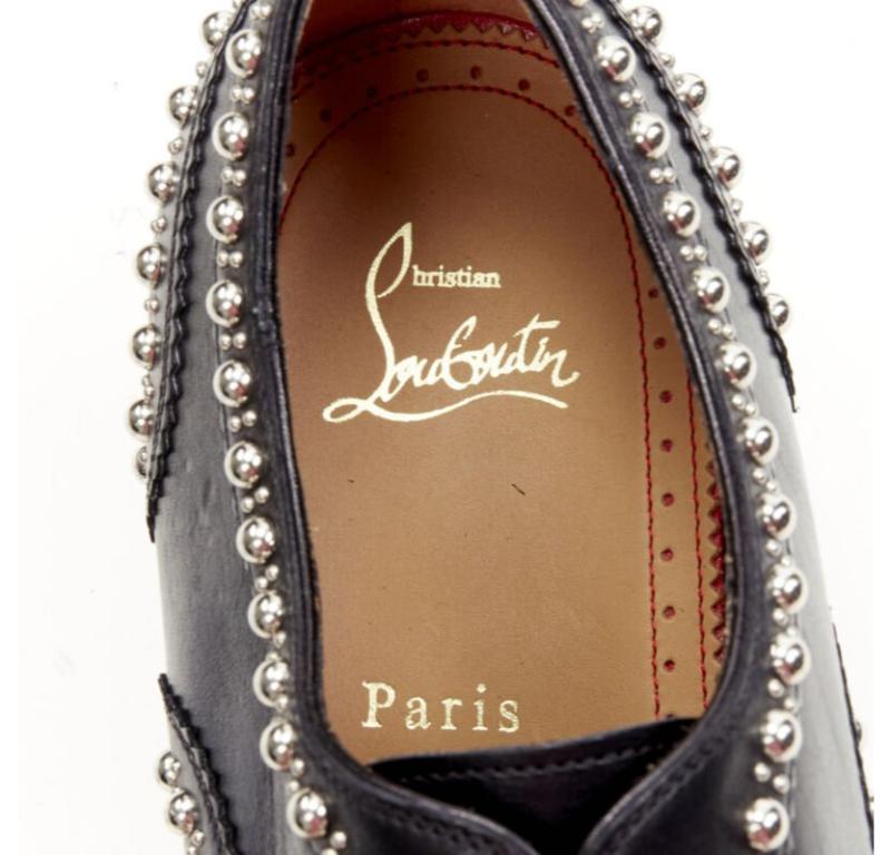 CHRISTIAN LOUBOUTIN Charlie Clou nero argento borchiato oxford brogue EU44 in vendita 4