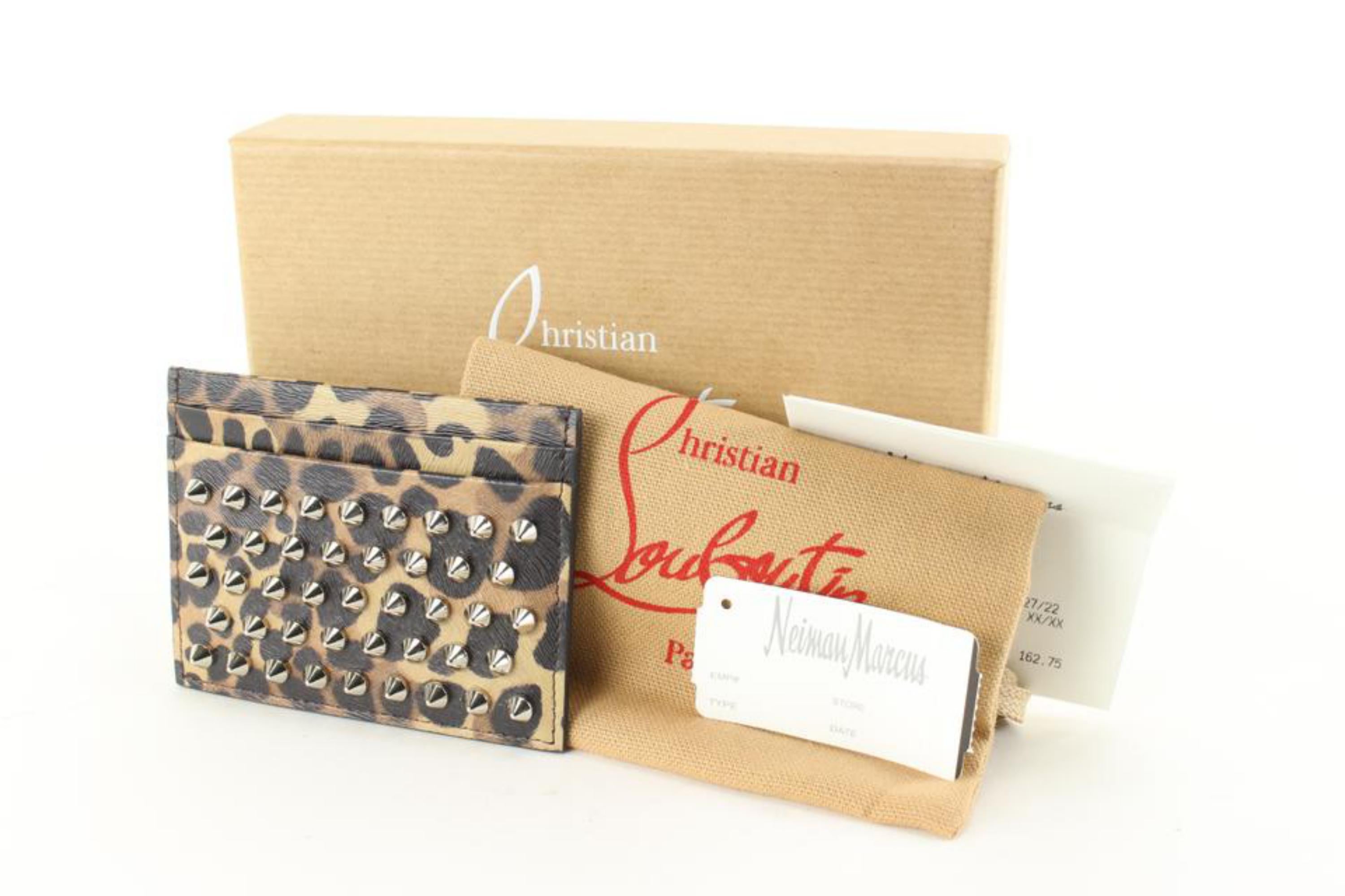 Christian Louboutin Cheetah Leopard Spike Stud Card Holder Wallet 18cl76s 7