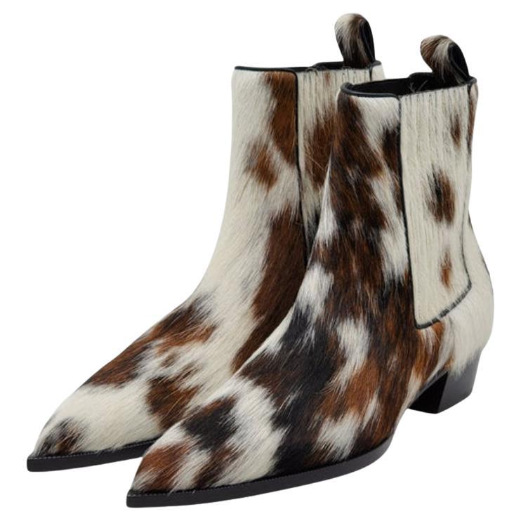 Christian Louboutin Cheliviss Low Boots - Hair-on Calf 'Meuh' in Brown and White For Sale