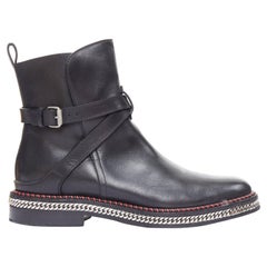 CHRISTIAN LOUBOUTIN Chelsea Chain red black silver chain midsole boots EU38.5