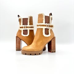 Christian Louboutin Chelsea Lug 100 Stivali con tacco alto in shearling 41