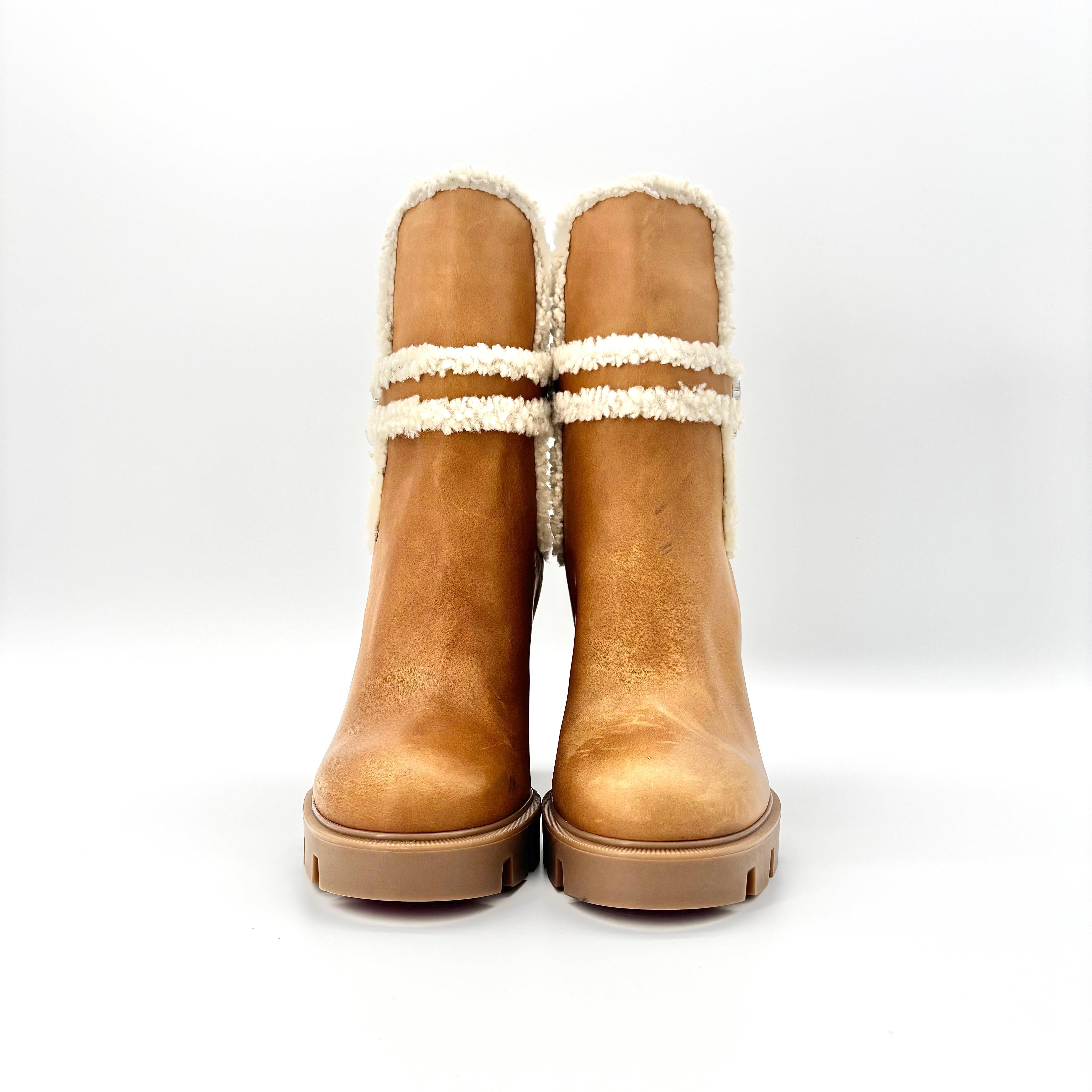 De las mujeres Christian Louboutin Chelsea Lug 100 Botines de tacón alto de piel de oveja 41 en venta