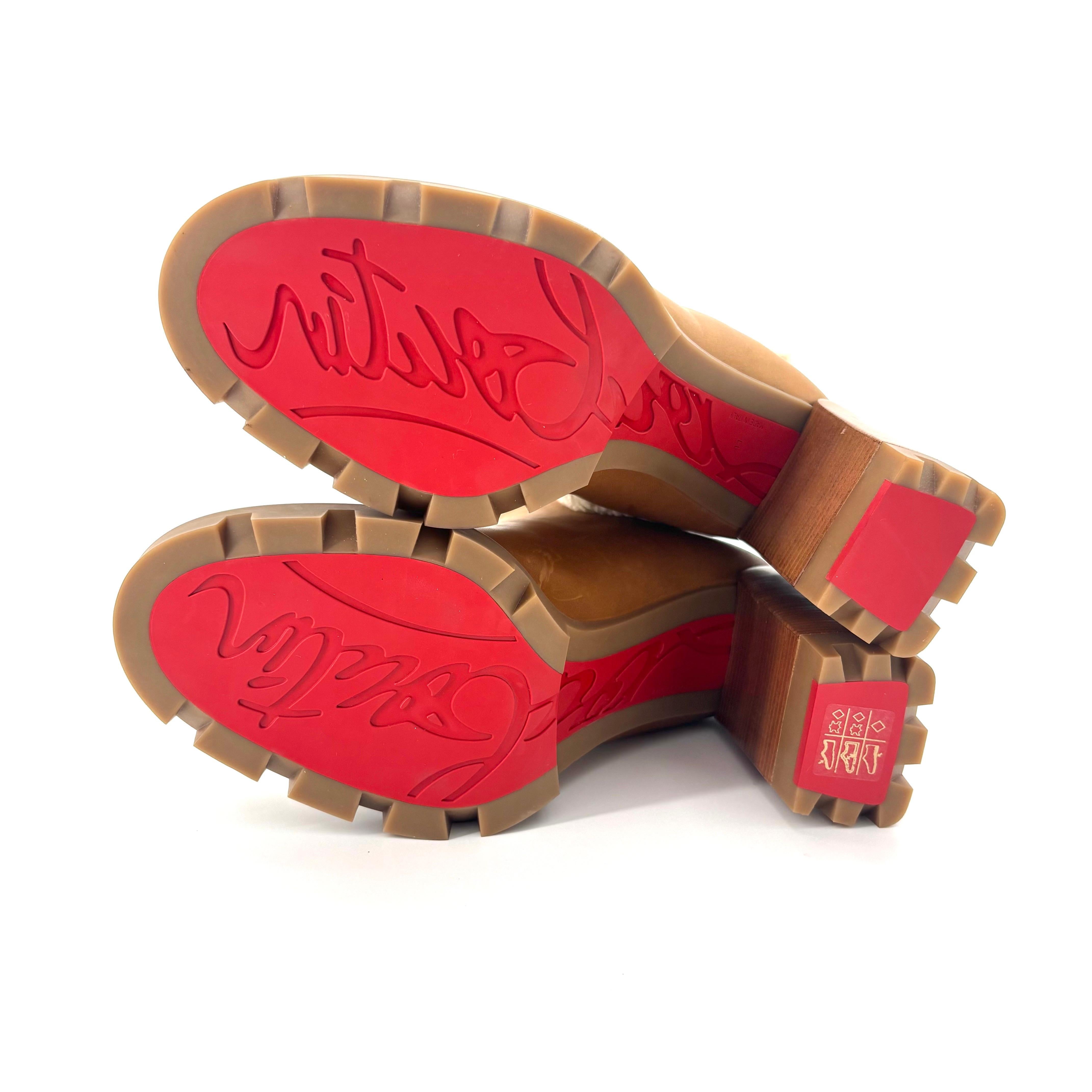 Christian Louboutin Chelsea Lug 100 Botines de tacón alto de piel de oveja 41 en venta 2