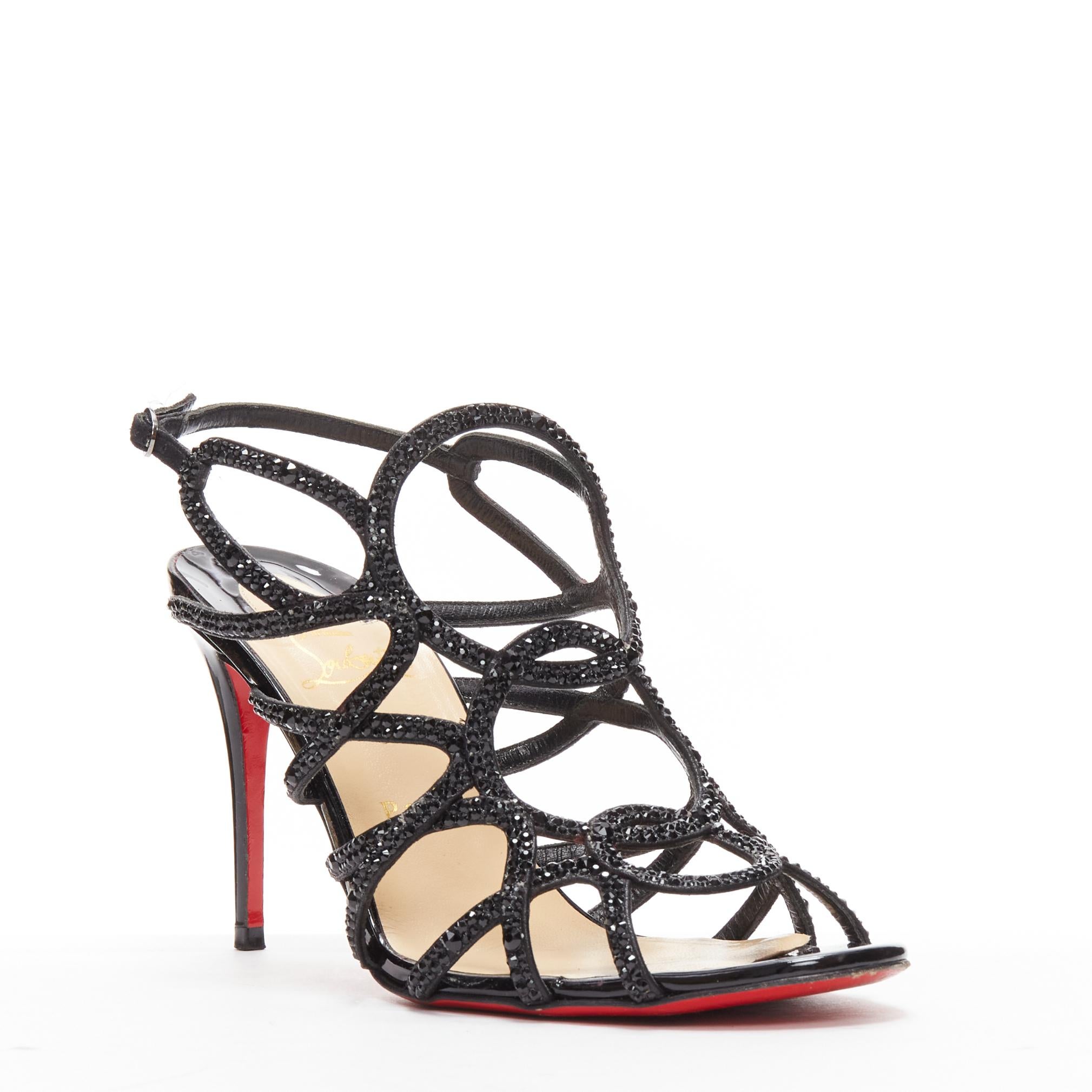 CHRISTIAN LOUBOUTIN Circonvolu Strass 85 black crystal strappy sandals EU39
Reference: TGAS/D00400
Brand: Christian Louboutin
Model: Circonvolu Strass 85
Material: Leather
Color: Black
Pattern: Solid
Closure: Slingback
Lining: Nude Leather
Extra