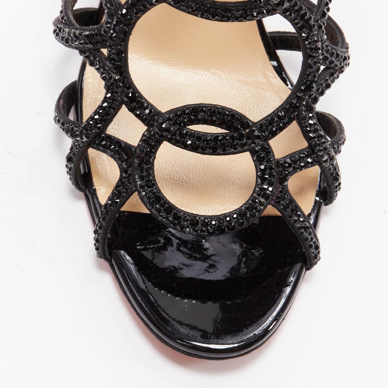 CHRISTIAN LOUBOUTIN Circonvolu Strass 85 black crystal strappy sandals EU39 For Sale 1