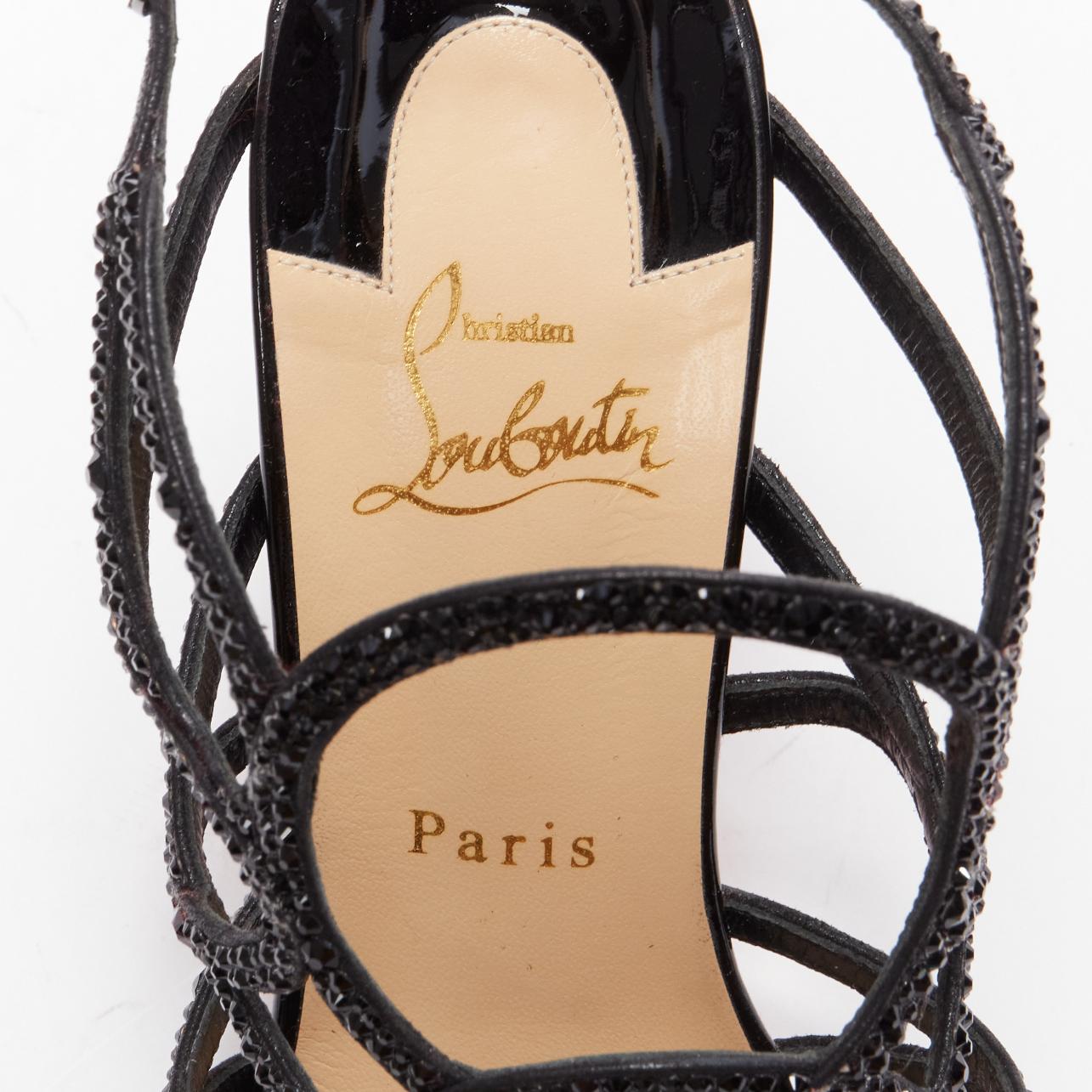 CHRISTIAN LOUBOUTIN Circonvolu Strass 85 black crystal strappy sandals EU39 For Sale 4