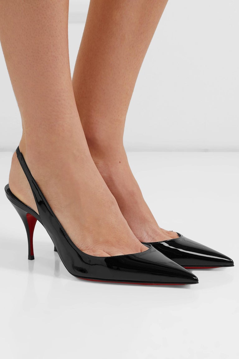 NEW Christian Louboutin Karelli 45 Black Slingback Heels 36