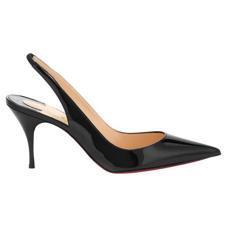 Christian Louboutin Clare Sling 80 Black Patent Leather Pumps Sz 36.5 For  Sale at 1stDibs | christian louboutin clare slingback