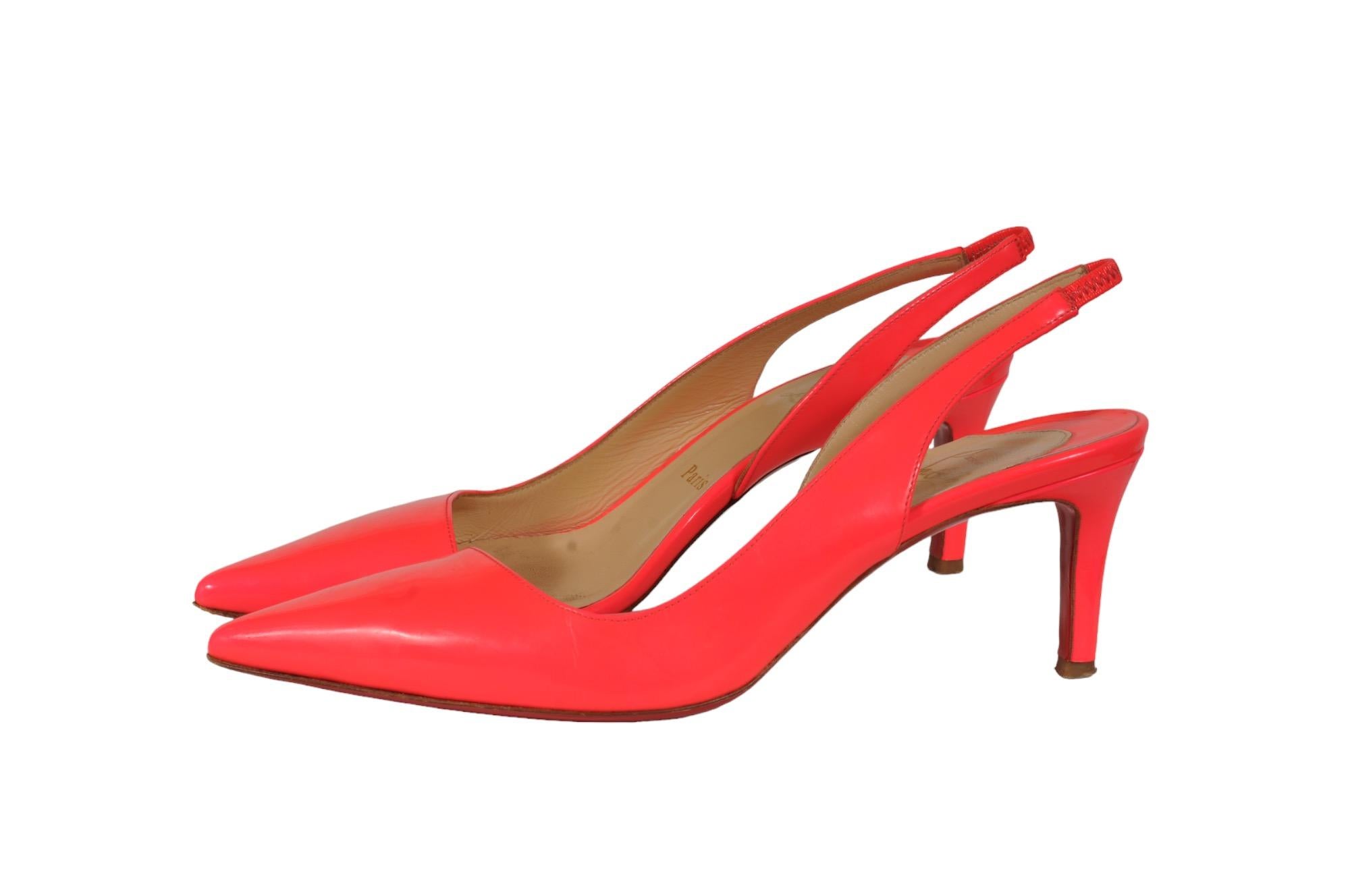 Christian Louboutin Clare Sling 80 US7.5 EU37.5 Rosa Pumps Slingback Roter Boden im Angebot 1