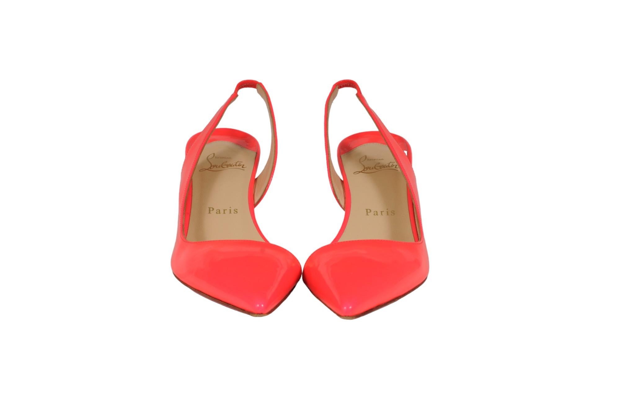 Christian Louboutin Clare Sling 80 US7.5 EU37.5 Rosa Pumps Slingback Roter Boden im Angebot 2