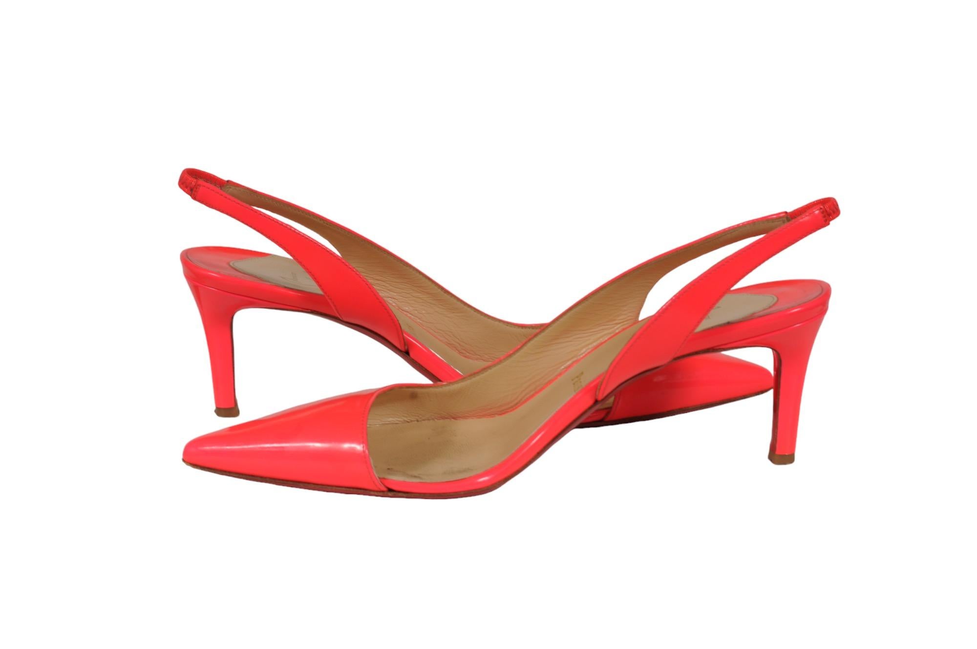 Christian Louboutin Clare Sling 80 US7.5 EU37.5 Rosa Pumps Slingback Roter Boden im Angebot 3