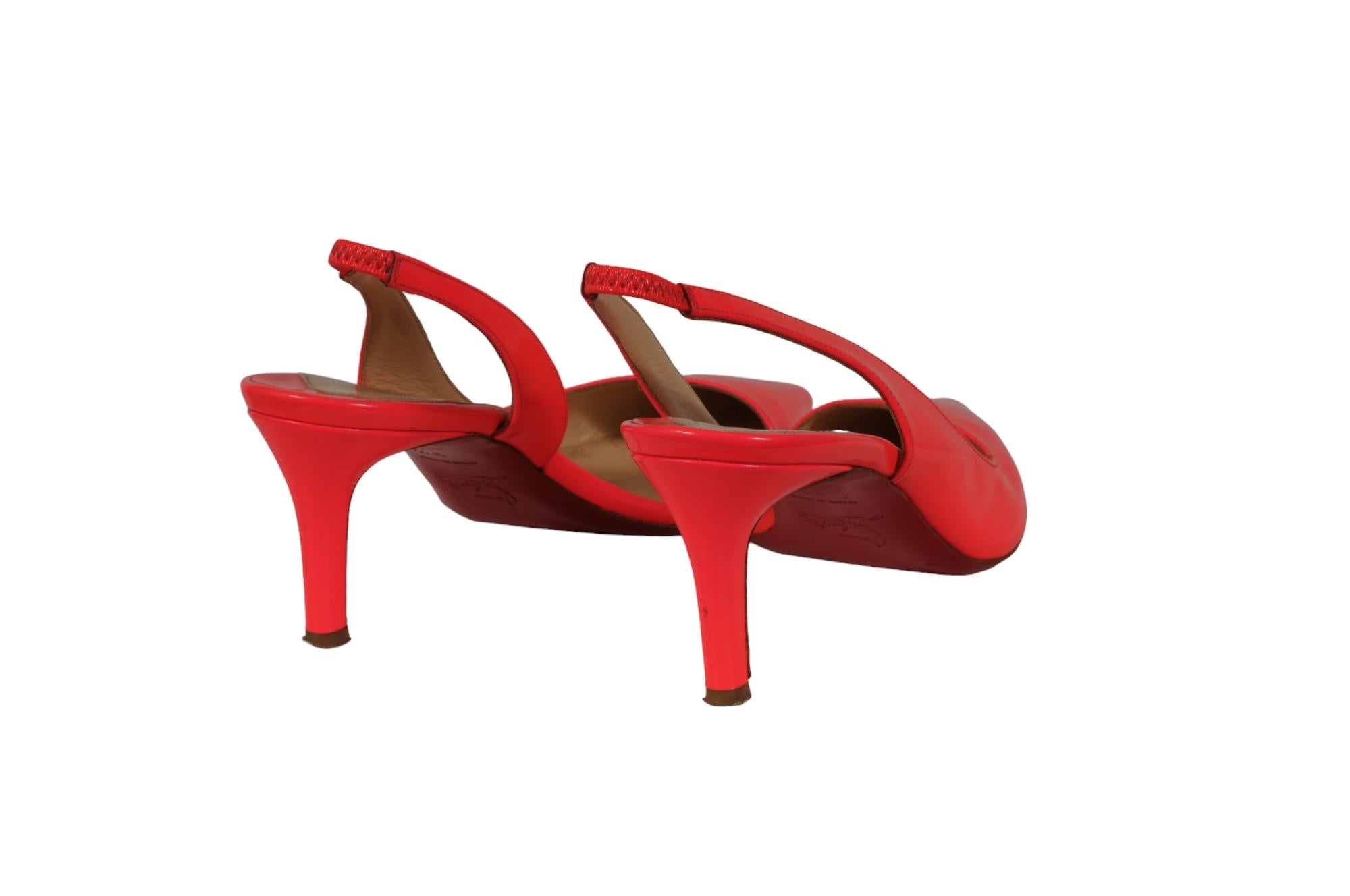 Christian Louboutin Clare Sling 80 US7.5 EU37.5 Rosa Pumps Slingback Roter Boden im Angebot 4