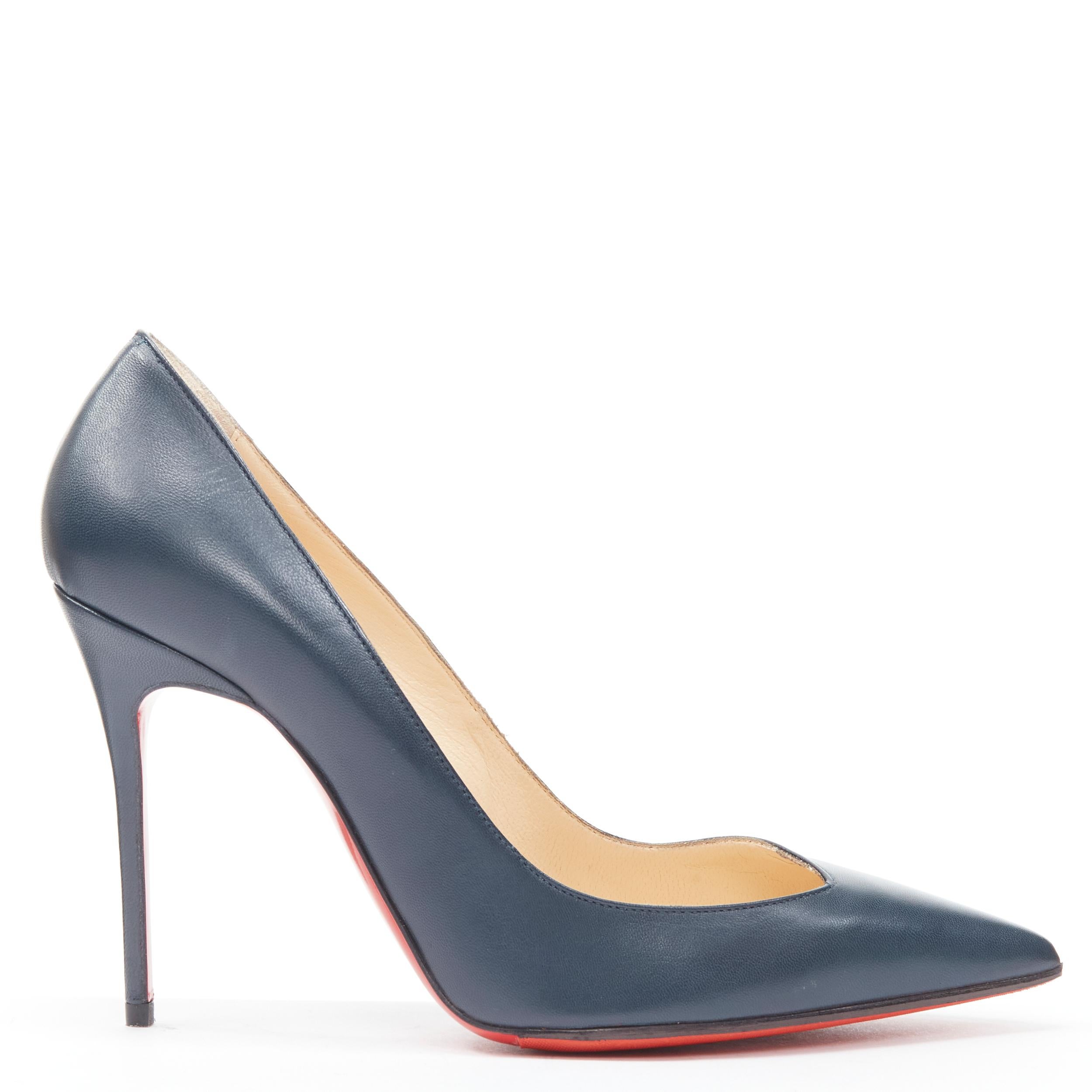 CHRISTIAN LOUBOUTIN Completa 100 Blue Kohl navy angular topline pigalle EU36.5 
Reference: TACW/A00016 
Brand: Christian Louboutin 
Designer: Christian Louboutin 
Model: Completa 100 
Material: Leather 
Color: Navy 
Pattern: Solid 
Extra Detail: