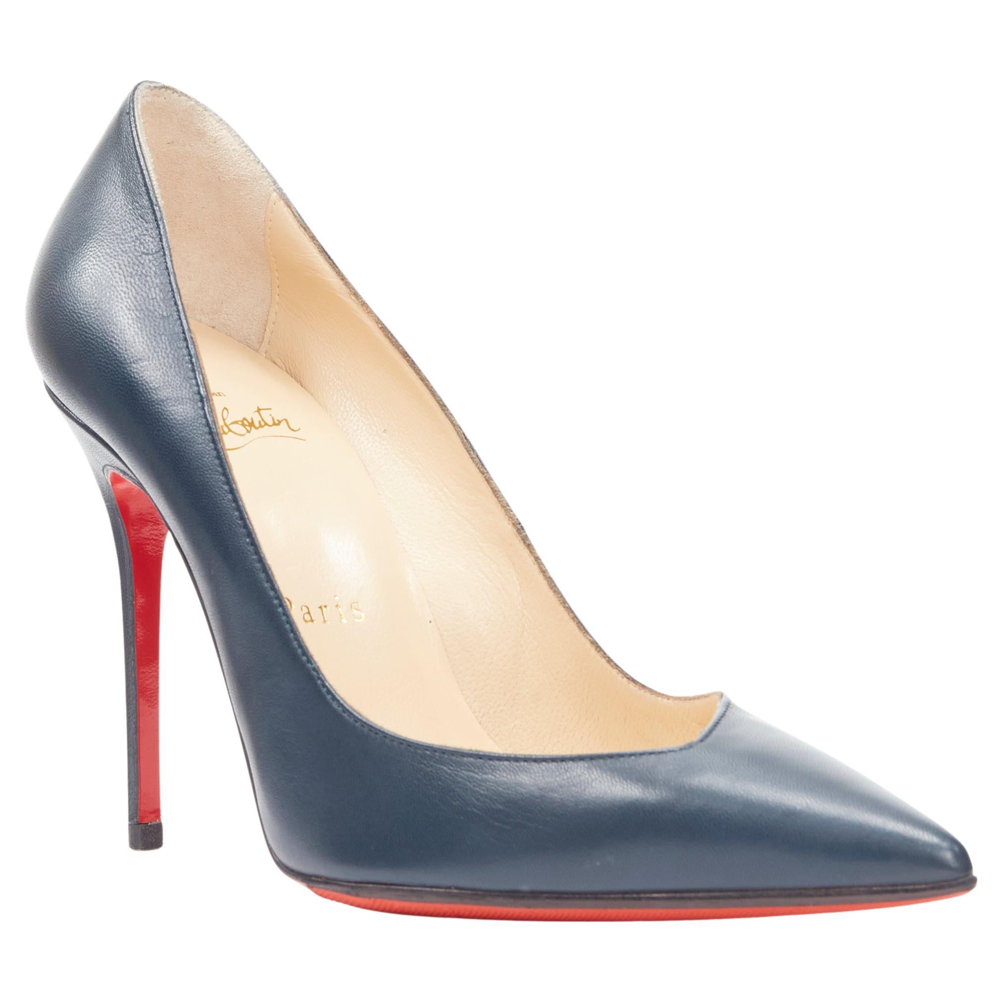 CHRISTIAN LOUBOUTIN Teal Satin OPEN TOE Platform MADAME BUTTERFLY 37 at ...