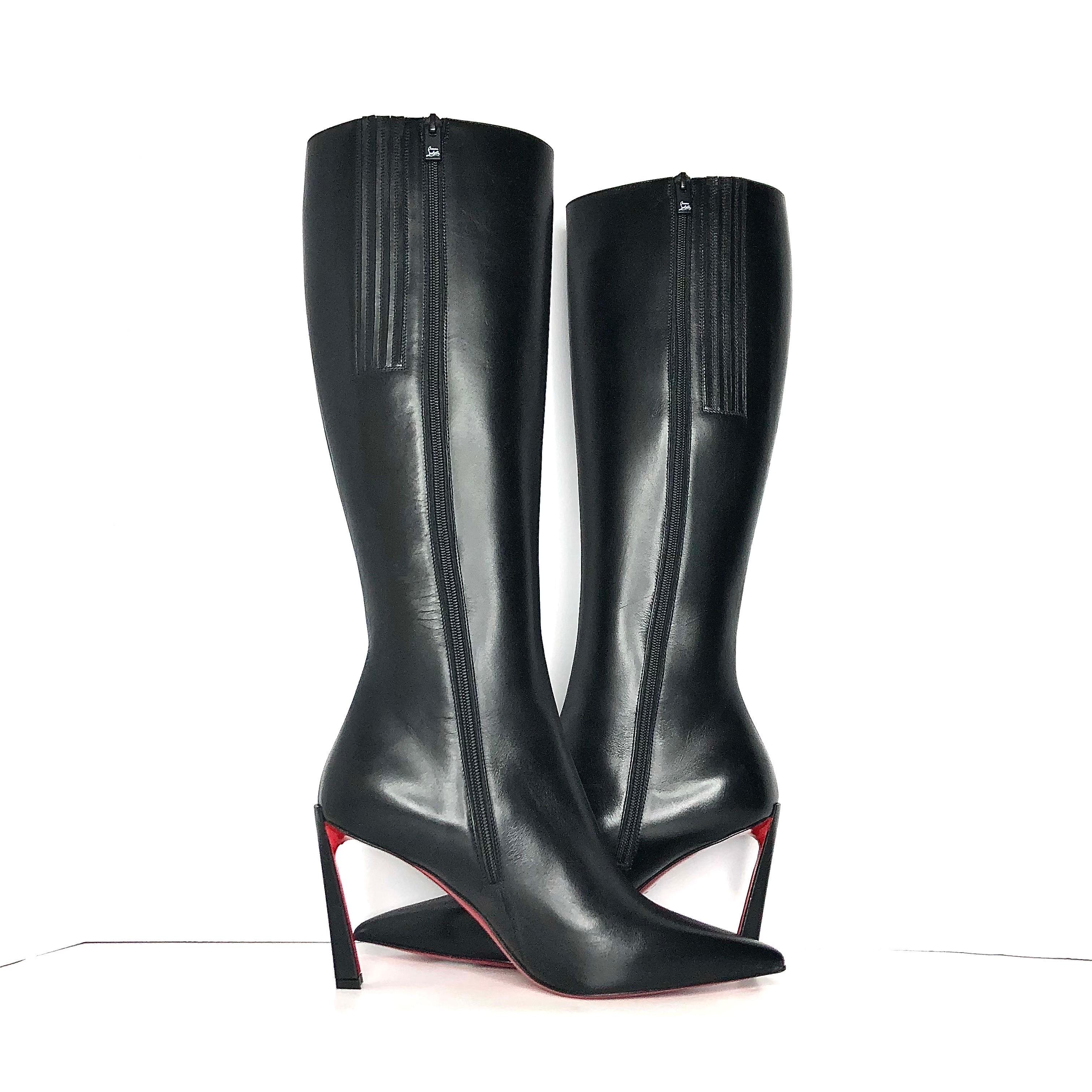 Nero Christian Louboutin Botta 85 Stivali alti al ginocchio con tacco a punta 40 in vendita