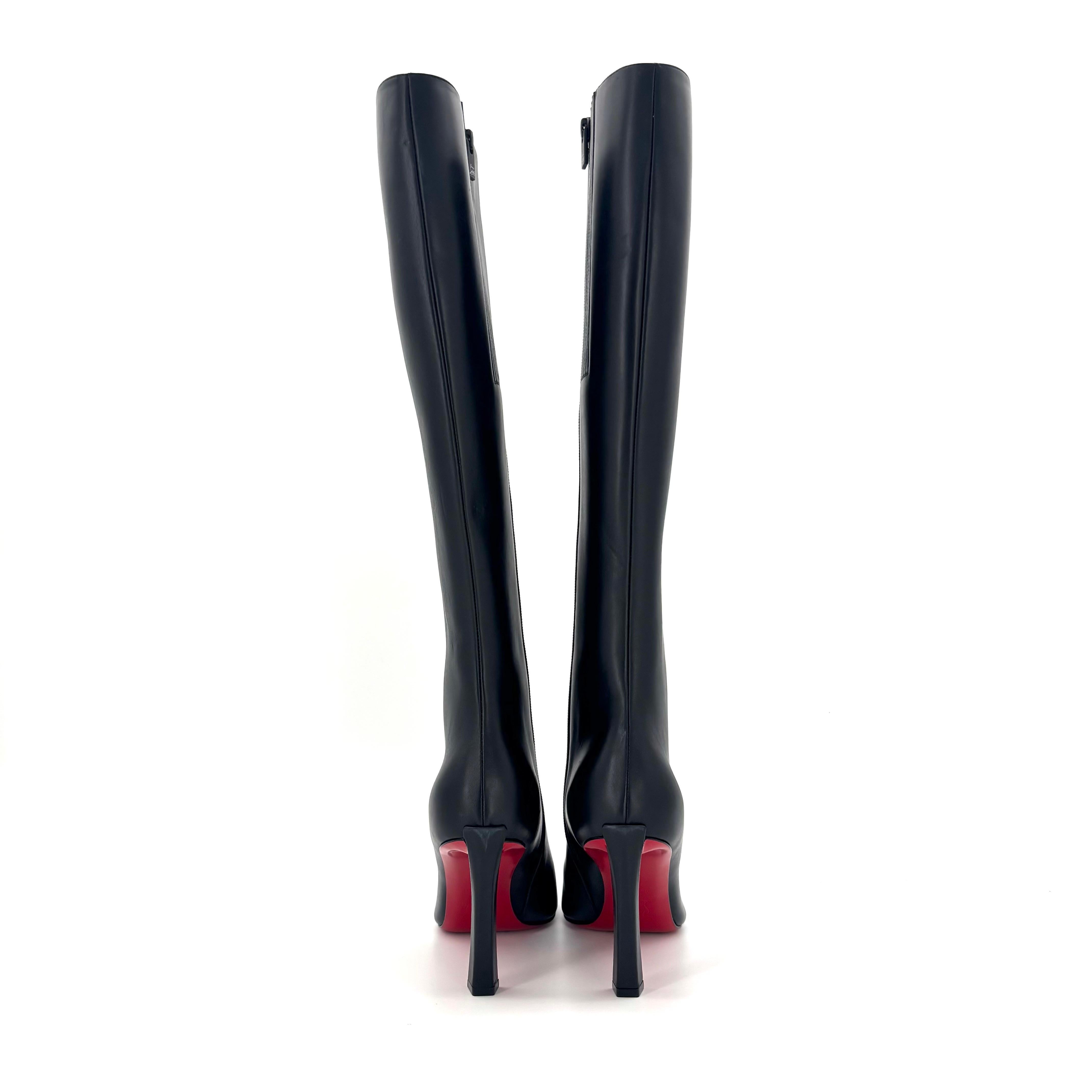 Donna Christian Louboutin Condora Botta 85 Knee High Pointed Toe Tall Boots 39.5 in vendita