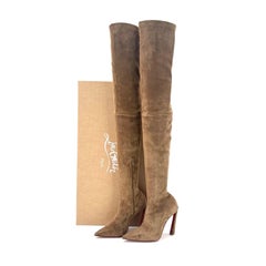 Christian Louboutin Condora Botta Alta 100 Rhea Brown Pointed Toe Boots 36.5