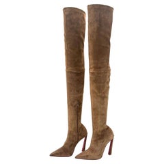 Christian Louboutin Condora Botta Alta 100 Rhea Brown Pointed Toe Boots 36.5