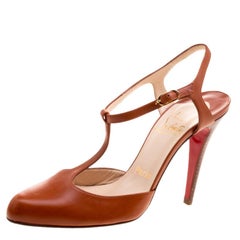Christian Louboutin Copper Leather Me Pam T Strap Sandals Size 38