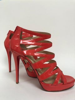 CHRISTIAN LOUBOUTIN Coral Patent cage bootie