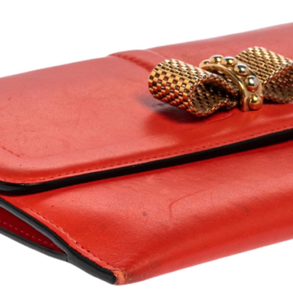 Christian Louboutin Coral Red Leather Sweet Charity Wallet 7