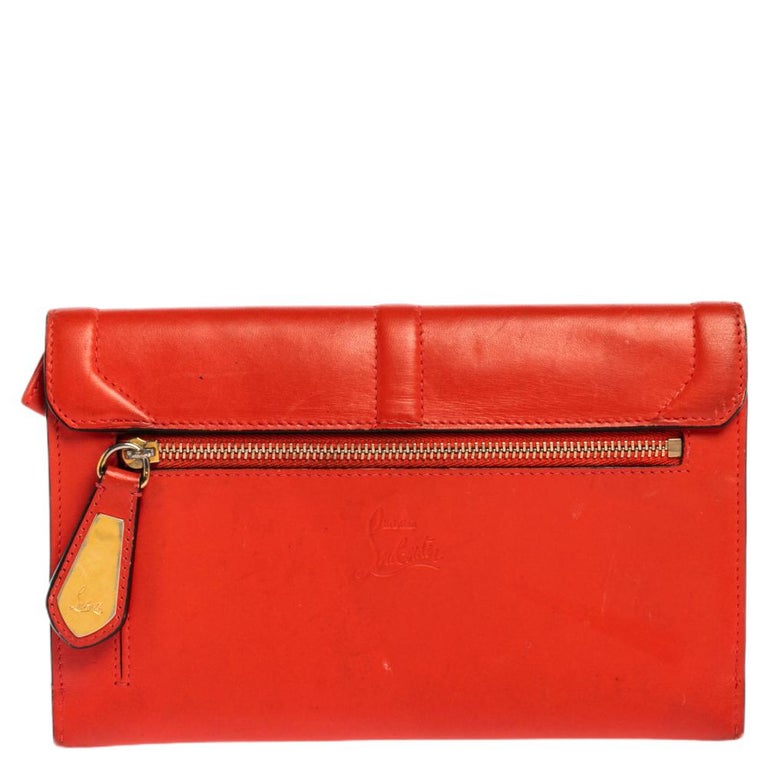 Christian Louboutin Coral Red Leather Sweet Charity Wallet at 1stDibs