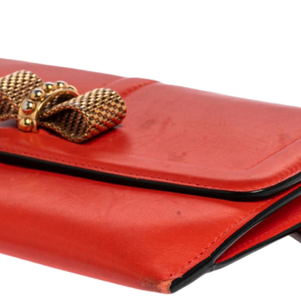 Christian Louboutin Coral Red Leather Sweet Charity Wallet 5