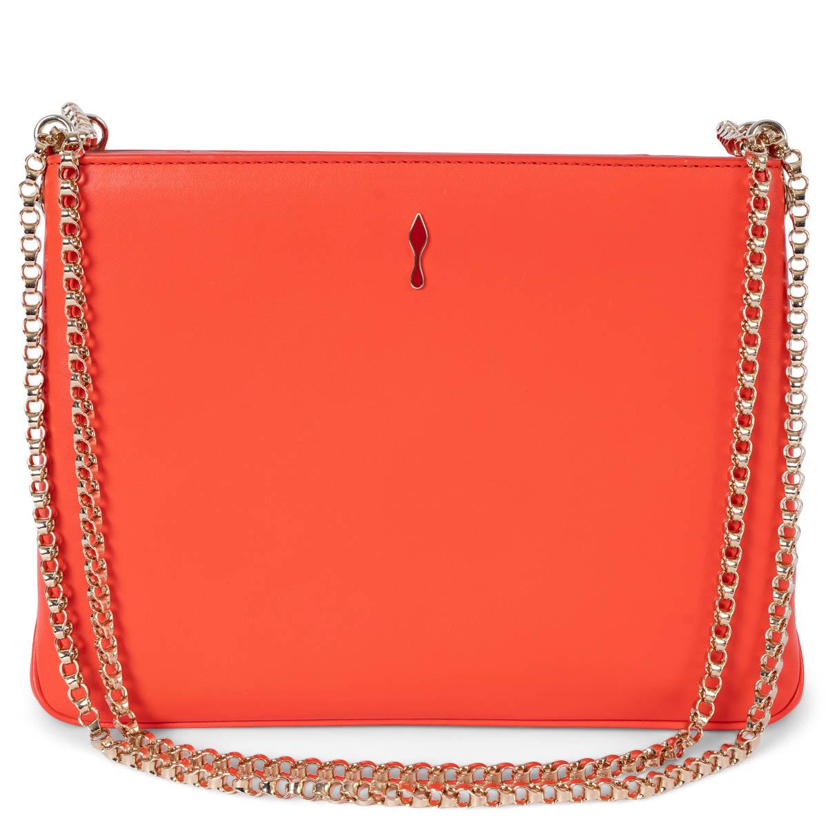 Women's CHRISTIAN LOUBOUTIN coral red TRILOUBOUI LARGE SPIKED Shoulder Bag For Sale