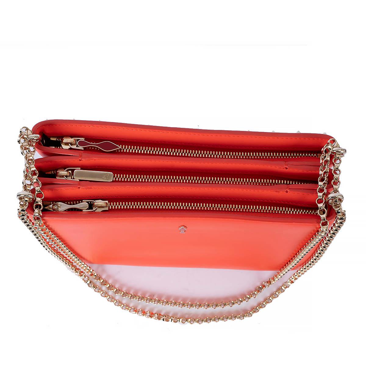 CHRISTIAN LOUBOUTIN coral red TRILOUBOUI LARGE SPIKED Shoulder Bag For Sale 2