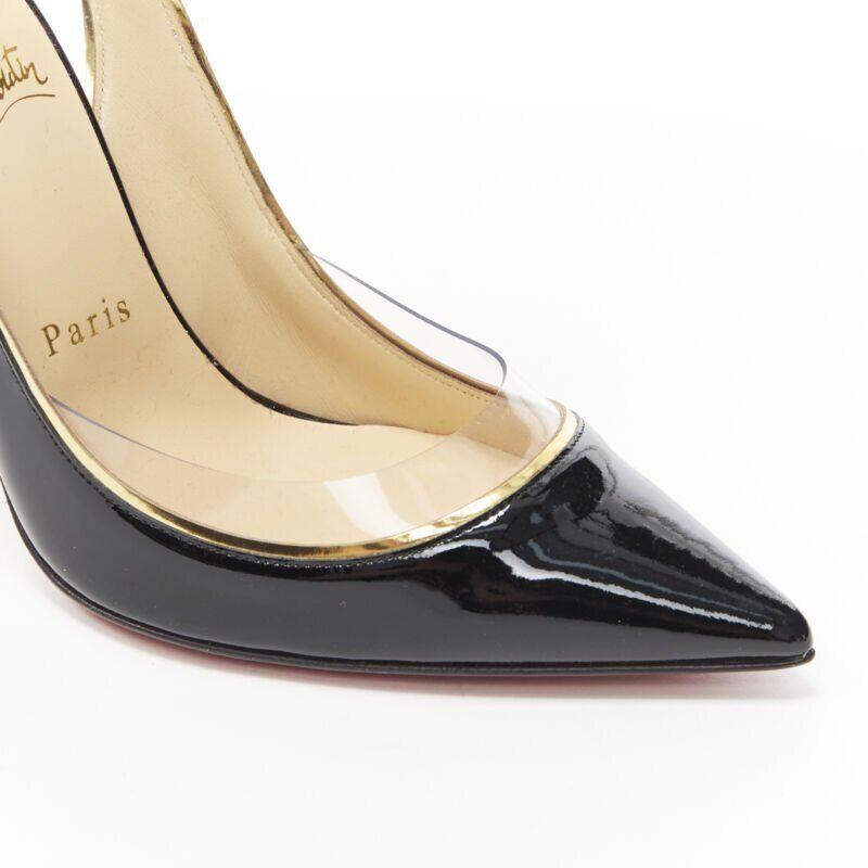 CHRISTIAN LOUBOUTIN Cosmo 554 black patent gold PVC trimmed pigalle EU37.5 3