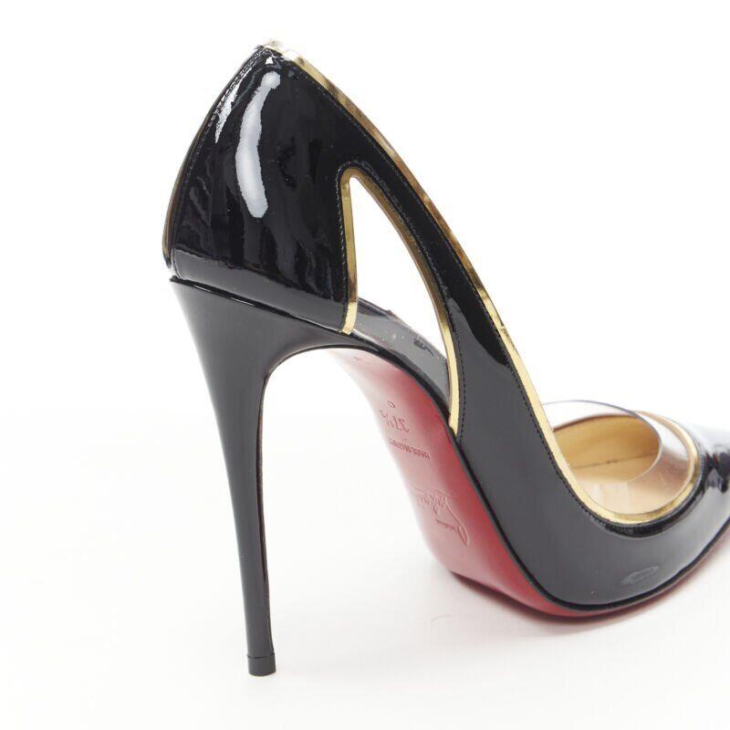 CHRISTIAN LOUBOUTIN Cosmo 554 black patent gold PVC trimmed pigalle EU37.5 4